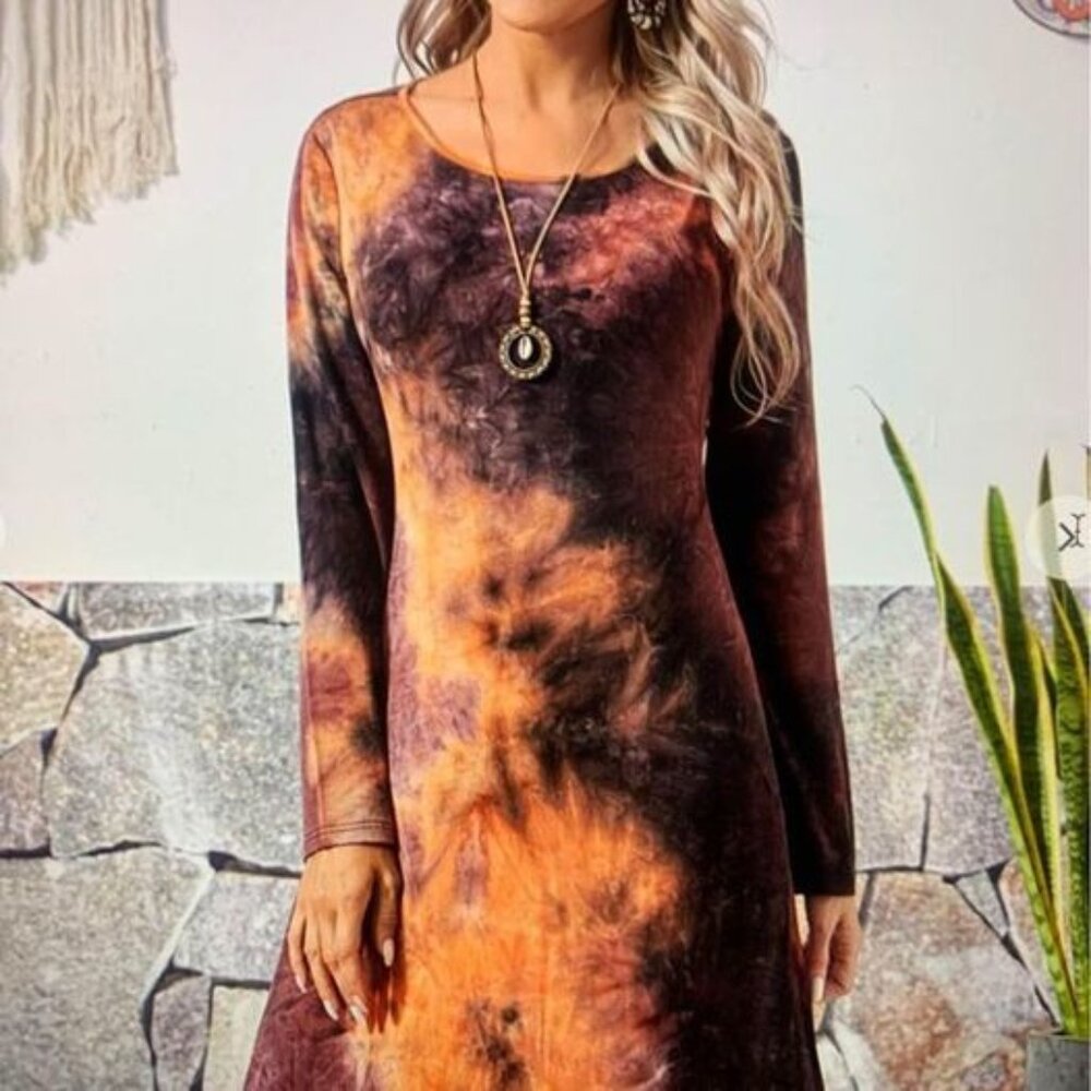 Ladies size Large tie dye long sleeve knee length dress